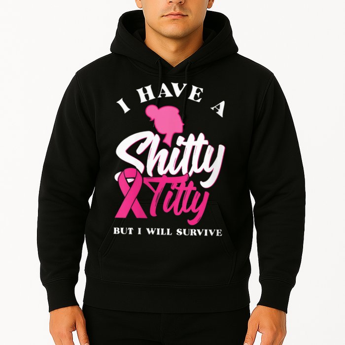 Wo I Have A Shitty Titty But I Will Survive Breast Cancer Hoodie