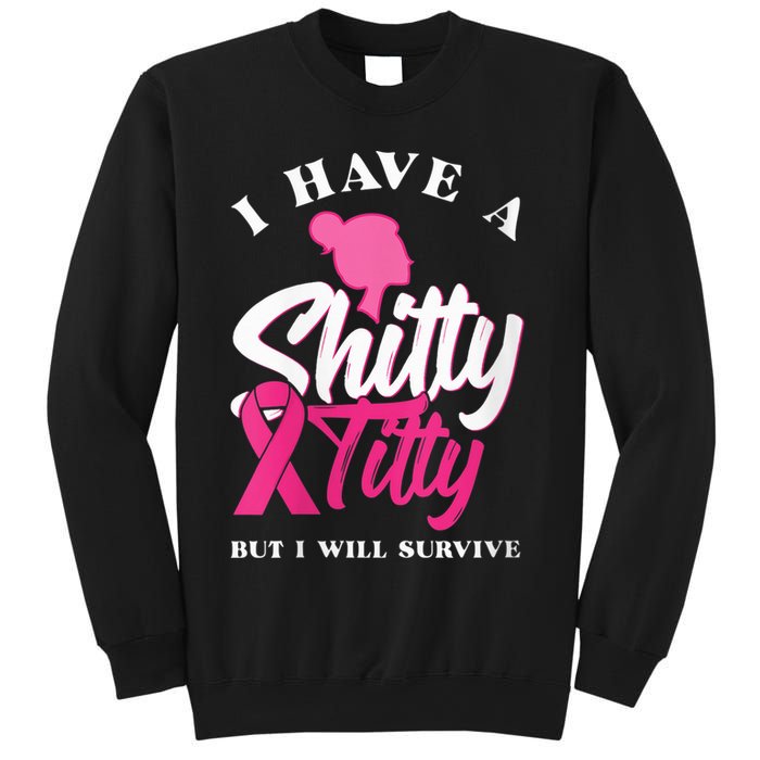 Wo I Have A Shitty Titty But I Will Survive Breast Cancer Sweatshirt