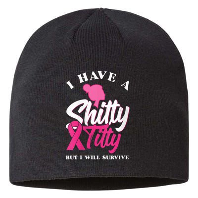 Wo I Have A Shitty Titty But I Will Survive Breast Cancer Sustainable Beanie