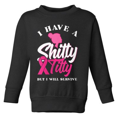 Wo I Have A Shitty Titty But I Will Survive Breast Cancer Toddler Sweatshirt