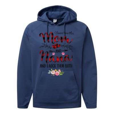 Womens I Have Two Titles Mom And Nana Flooral Decoration Performance Fleece Hoodie