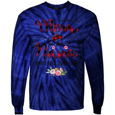 Womens I Have Two Titles Mom And Nana Flooral Decoration Tie-Dye Long Sleeve Shirt