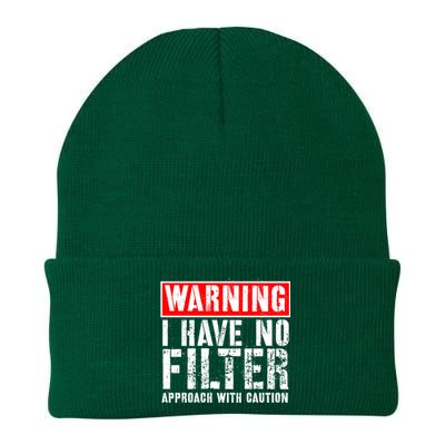 Warning I Have No Filter Approach With Caution Funny Sign Knit Cap Winter Beanie