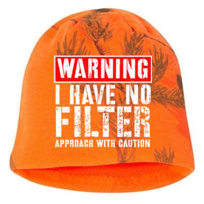 Warning I Have No Filter Approach With Caution Funny Sign Kati - Camo Knit Beanie