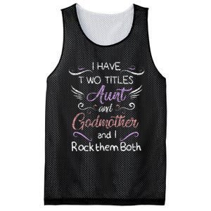 Womens I Have Two Titles Aunt & Godmother Mother's Day Gift Mesh Reversible Basketball Jersey Tank