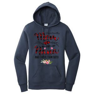 Womens I Have Two Titles Mom And Nana Flooral Decoration Women's Pullover Hoodie