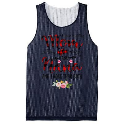 Womens I Have Two Titles Mom And Nana Flooral Decoration Mesh Reversible Basketball Jersey Tank