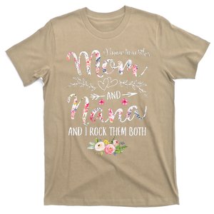 Womens I Have Two Titles Mom And Nana Floral Decoration T-Shirt