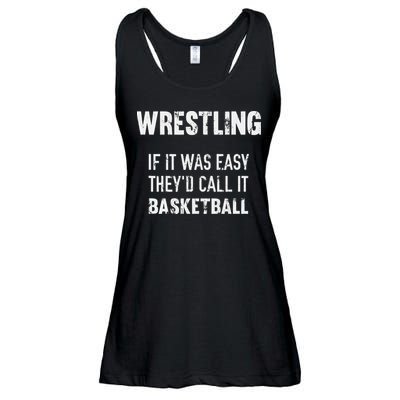Wrestling If It Was Easy They'd Call It Basketball  Ladies Essential Flowy Tank