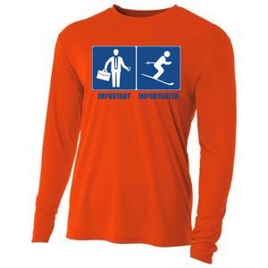 Work Is Important Skiing Is Importanter Cool Gift Cooling Performance Long Sleeve Crew