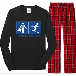 Work Is Important Skiing Is Importanter Cool Gift Long Sleeve Pajama Set