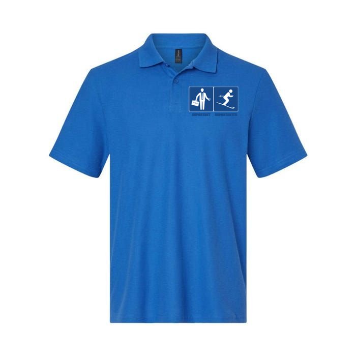 Work Is Important Skiing Is Importanter Cool Gift Softstyle Adult Sport Polo