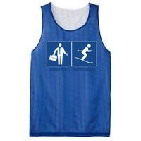 Work Is Important Skiing Is Importanter Cool Gift Mesh Reversible Basketball Jersey Tank