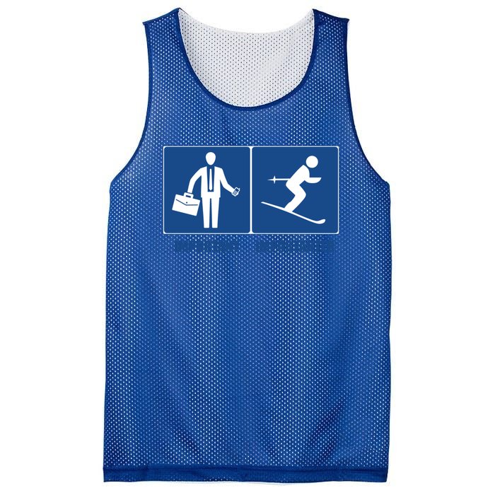 Work Is Important Skiing Is Importanter Cool Gift Mesh Reversible Basketball Jersey Tank