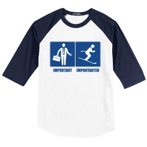 Work Is Important Skiing Is Importanter Cool Gift Baseball Sleeve Shirt