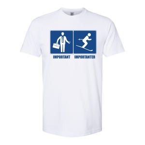 Work Is Important Skiing Is Importanter Cool Gift Softstyle CVC T-Shirt