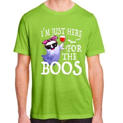 Women Im Just Here For The Boos Cute Halloween Ghost Wine Adult ChromaSoft Performance T-Shirt