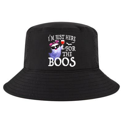 Women Im Just Here For The Boos Cute Halloween Ghost Wine Cool Comfort Performance Bucket Hat