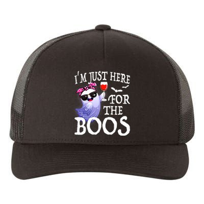 Women Im Just Here For The Boos Cute Halloween Ghost Wine Yupoong Adult 5-Panel Trucker Hat