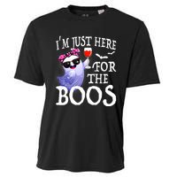 Women Im Just Here For The Boos Cute Halloween Ghost Wine Cooling Performance Crew T-Shirt