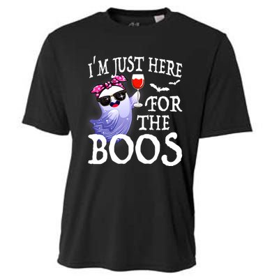 Women Im Just Here For The Boos Cute Halloween Ghost Wine Cooling Performance Crew T-Shirt