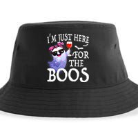 Women Im Just Here For The Boos Cute Halloween Ghost Wine Sustainable Bucket Hat