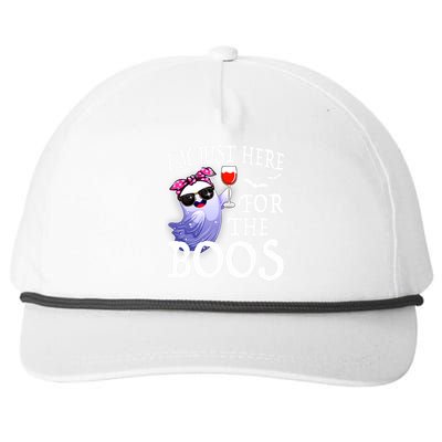 Women Im Just Here For The Boos Cute Halloween Ghost Wine Snapback Five-Panel Rope Hat