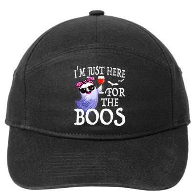 Women Im Just Here For The Boos Cute Halloween Ghost Wine 7-Panel Snapback Hat