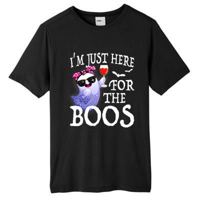 Women Im Just Here For The Boos Cute Halloween Ghost Wine Tall Fusion ChromaSoft Performance T-Shirt