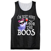 Women Im Just Here For The Boos Cute Halloween Ghost Wine Mesh Reversible Basketball Jersey Tank