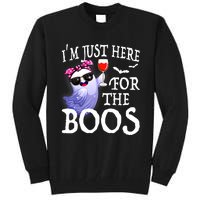 Women Im Just Here For The Boos Cute Halloween Ghost Wine Tall Sweatshirt