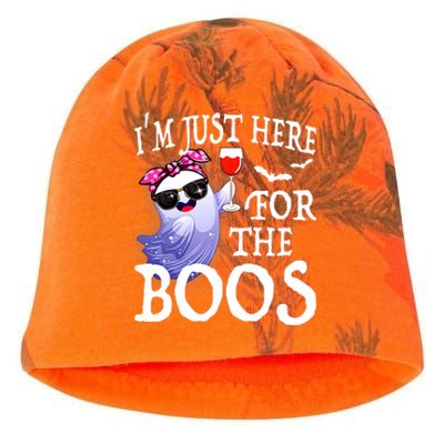 Women Im Just Here For The Boos Cute Halloween Ghost Wine Kati - Camo Knit Beanie