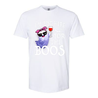 Women Im Just Here For The Boos Cute Halloween Ghost Wine Softstyle CVC T-Shirt