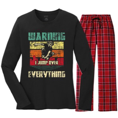 Warning I Jump Over Everything Parkour Enthusiast Women's Long Sleeve Flannel Pajama Set 