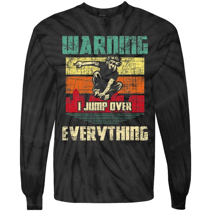 Warning I Jump Over Everything Parkour Enthusiast Tie-Dye Long Sleeve Shirt