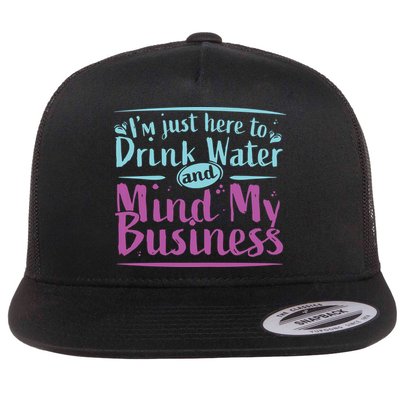 Womens Im Just Here To Drink Water And Mind My Business Soca Party Flatbill Hat