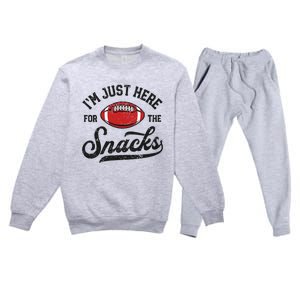 Wo I'm Just Here For The Snacks Funny Fantasy Football League V-Neck Premium Crewneck Sweatsuit Set