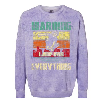 Warning I Jump Over Everything Parkour Enthusiast Colorblast Crewneck Sweatshirt