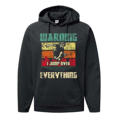 Warning I Jump Over Everything Parkour Enthusiast Performance Fleece Hoodie