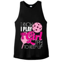Womens I Know I Play Like A Try To Keep Up Paddleball Player Ladies PosiCharge Tri-Blend Wicking Tank