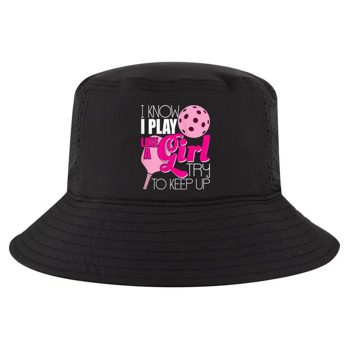 Womens I Know I Play Like A Try To Keep Up Paddleball Player Cool Comfort Performance Bucket Hat