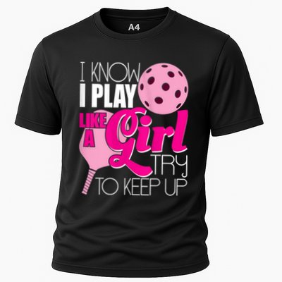 Womens I Know I Play Like A Try To Keep Up Paddleball Player Performance Shirt