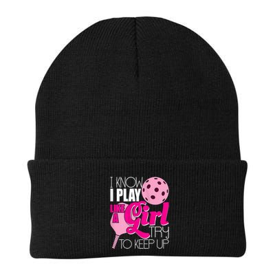 Womens I Know I Play Like A Try To Keep Up Paddleball Player Beanie