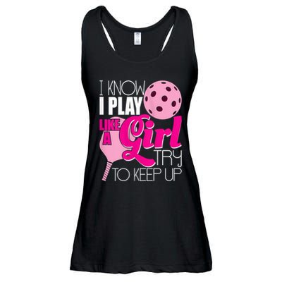 Womens I Know I Play Like A Try To Keep Up Paddleball Player Ladies Essential Flowy Tank