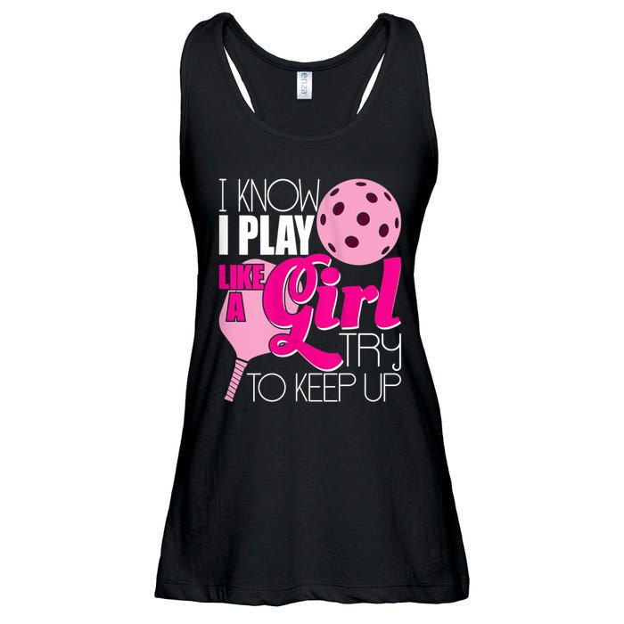 Womens I Know I Play Like A Try To Keep Up Paddleball Player Ladies Essential Flowy Tank