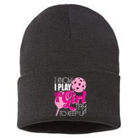 Womens I Know I Play Like A Try To Keep Up Paddleball Player Sustainable Knit Beanie