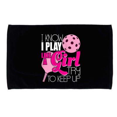Womens I Know I Play Like A Try To Keep Up Paddleball Player Microfiber Hand Towel