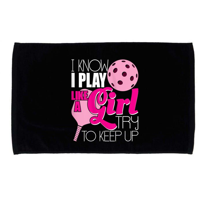 Womens I Know I Play Like A Try To Keep Up Paddleball Player Microfiber Hand Towel