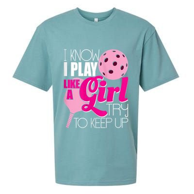 Womens I Know I Play Like A Try To Keep Up Paddleball Player Sueded Cloud Jersey T-Shirt