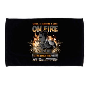 Welder I Know I'm on Fire Funny Microfiber Hand Towel